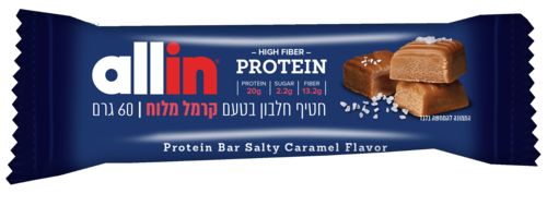 ALL IN חטיף חלבון בטעם קרמל מלוח 60 גרם